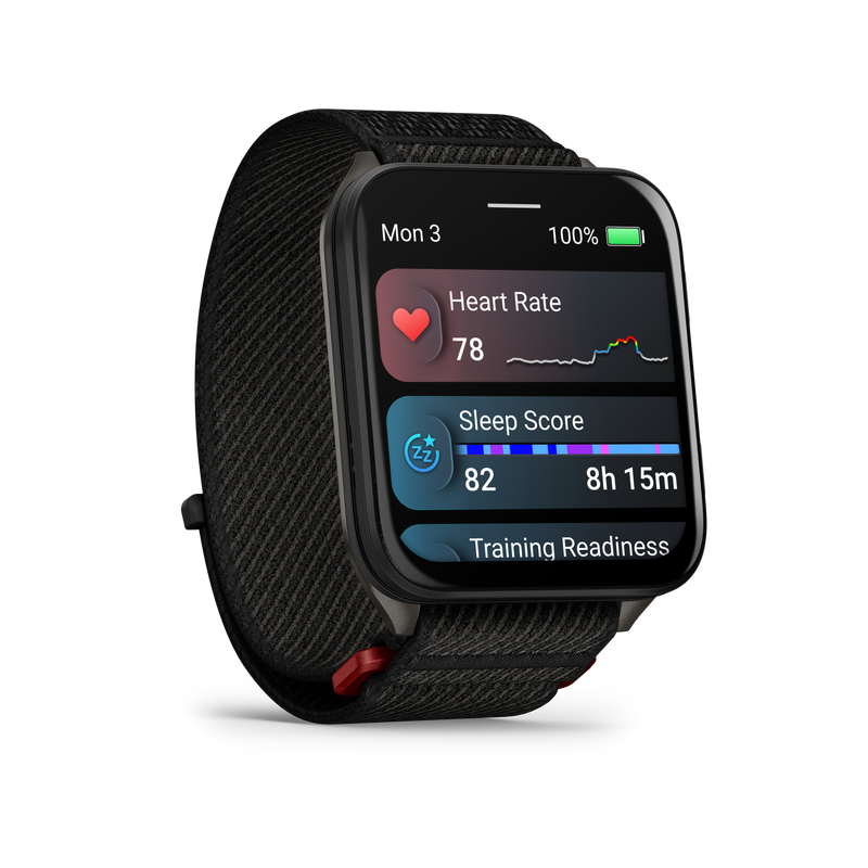 Load image into Gallery viewer, GARMIN - VENU X1 - SMARTWATCH CU GPS ȘI AMOLED - NEGRU CU SPATE DIN TITAN ARGINTIU ȘI CUREA DIN NAILON COMFORTFIT NEAGRĂ
