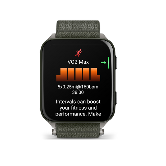 GARMIN - VENU X1 - SMARTWATCH CU GPS ȘI AMOLED - MOSS CU SPATE DIN TITAN ARGINTIU ȘI CUREA DIN NAILON COMFORTFIT MOSS