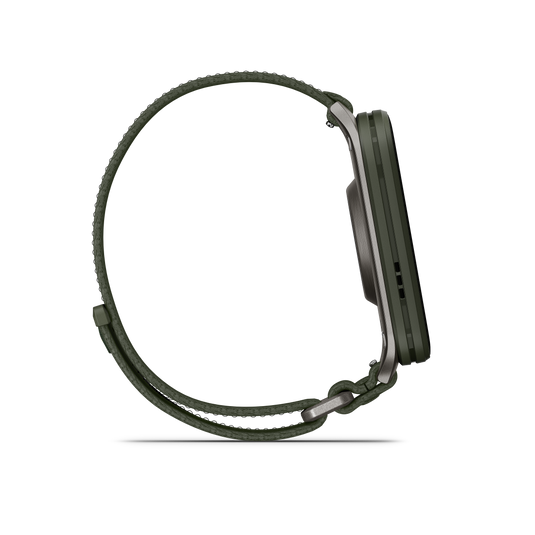 GARMIN - VENU X1 - SMARTWATCH CU GPS ȘI AMOLED - MOSS CU SPATE DIN TITAN ARGINTIU ȘI CUREA DIN NAILON COMFORTFIT MOSS