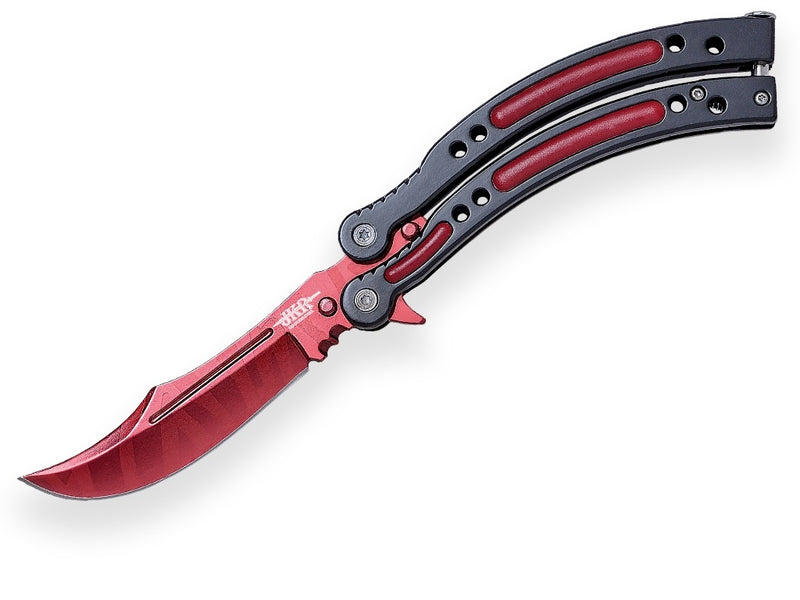 Încărcați imaginea în vizualizatorul Galerie, Briceag fluture Joker Counter Strike GO, maner aluminiu, lama 10 cm JKR0586
