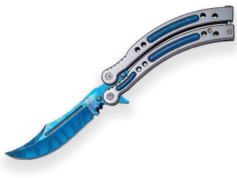 Încărcați imaginea în vizualizatorul Galerie, Briceag fluture Joker Counter Strike GO, maner aluminiu, lama 10 cm JKR0586
