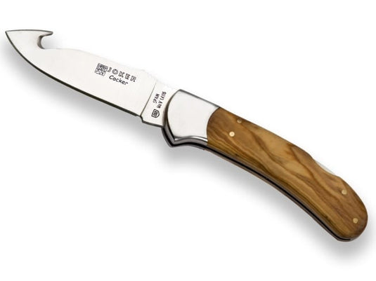 Briceag pentru jupuit Joker Cocker, maner lemn maslin, lama 9cm NO50