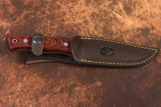 Cutit Outdoor Muela POINTER-12R,maner lemn presat coral, lama 12 cm