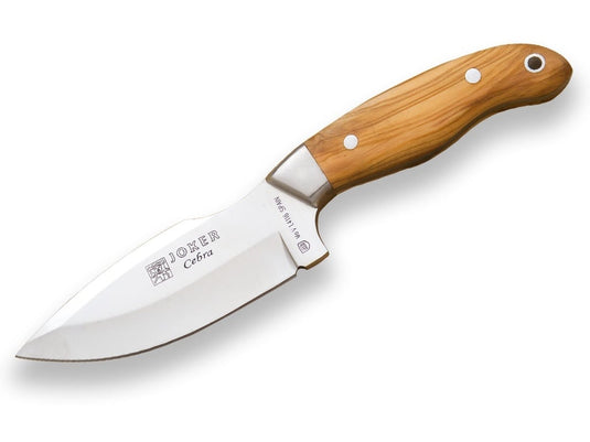 Cutit pentru jupuit Joker Cebra, maner lemn maslin, lama 11cm CO39
