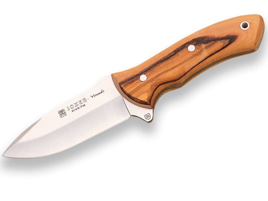 Cutit pentru jupuit Joker Pecari, maner lemn maslin, lama full tang 8.5cm CO22