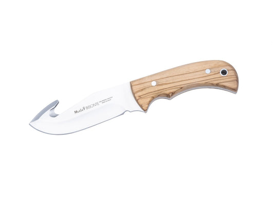 Cutit pentru jupuit Muela Bisonte-11R,maner lemn coral, lama full tang 11,5cm