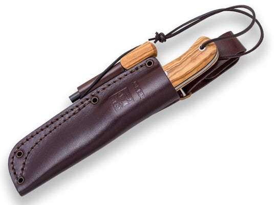 Cutit pentru Outdoor Joker Campero, maner lemn maslin, lama full tang 10.5cm CO118-P