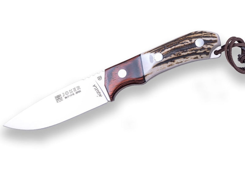 Încărcați imaginea în vizualizatorul Galerie, Cutit pentru vanatoare Joker Bowie, maner corn cerb, lama 24cm CC139
