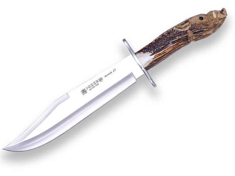 Încărcați imaginea în vizualizatorul Galerie, Cutit pentru vanatoare Joker Bowie 25, maner corn cerb, lama 25cm CTJ101
