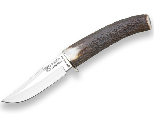 Cutit pentru vanatoare Joker Luchadera ,maner corn cerb, lama 11cm CC71