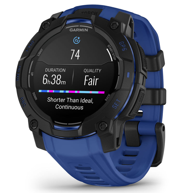 Încărcați imaginea în vizualizatorul Galerie, Instinct 3 - 45 mm AMOLED - Black with Bolt Blue | Black Band
