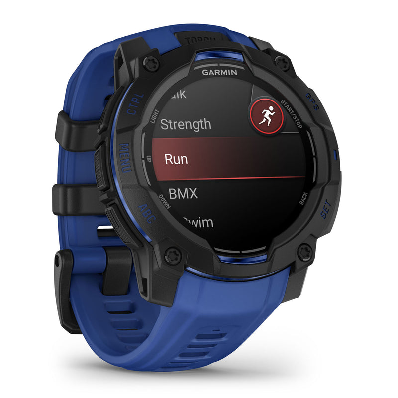 Încărcați imaginea în vizualizatorul Galerie, Instinct 3 - 45 mm AMOLED - Black with Bolt Blue | Black Band
