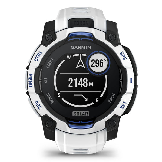 Instinct 3 - 45 mm Solar - Whitestone with Whitestone | Bolt Blue Band