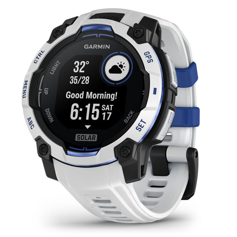 Încărcați imaginea în vizualizatorul Galerie, Instinct 3 - 45 mm Solar - Whitestone with Whitestone | Bolt Blue Band
