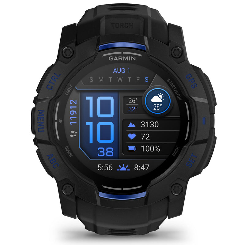 Încărcați imaginea în vizualizatorul Galerie, Instinct 3 - 50 mm AMOLED - Black with Black | Bolt Blue Band
