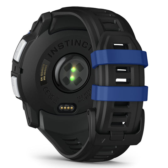 Instinct 3 - 50 mm Solar - Whitestone with Black | Bolt Blue Band