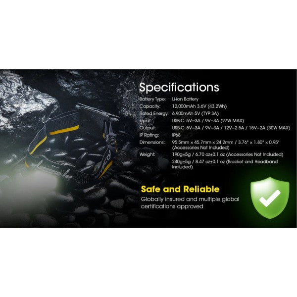 Încărcați imaginea în vizualizatorul Galerie, Nitecore Carbon Battery™ 12K Kit, Baterie Externă, 43.2 Wh, 12000 mAh
