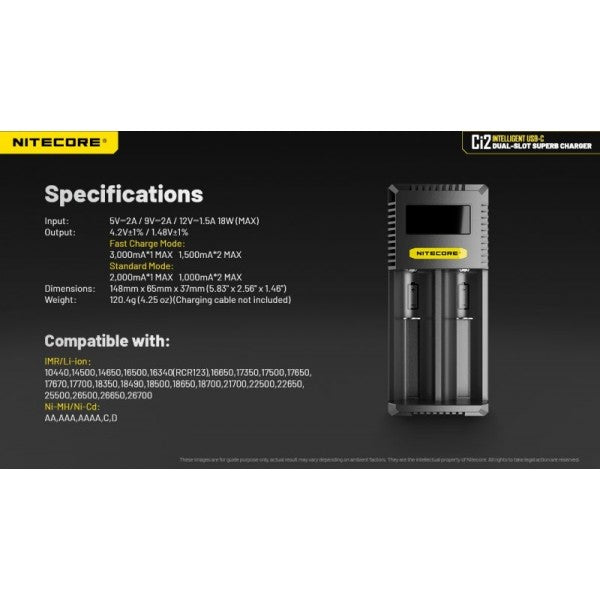 Load image into Gallery viewer, Incarcator universal AA, AAA, AAAA, C, D, 2 sloturi, NITECORE CI2

