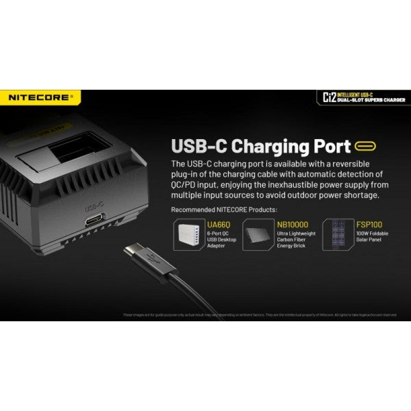 Load image into Gallery viewer, Incarcator universal AA, AAA, AAAA, C, D, 2 sloturi, NITECORE CI2

