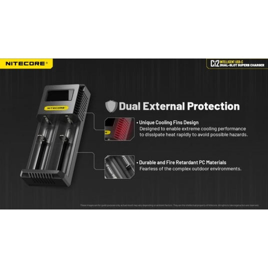 Incarcator universal AA, AAA, AAAA, C, D, 2 sloturi, NITECORE CI2