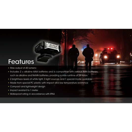 Lanterna Clip-ON, 45 Lumeni, Lumina Rosie si Albastra Secundara, NITECORE CL10