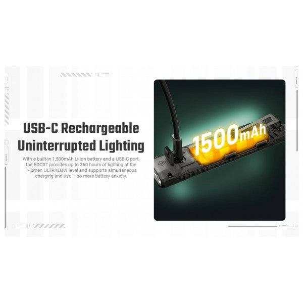 Încărcați imaginea în vizualizatorul Galerie, Lanterna Nitecore EDC07, Reîncărcabilă USB-C, 1500 Lumeni
