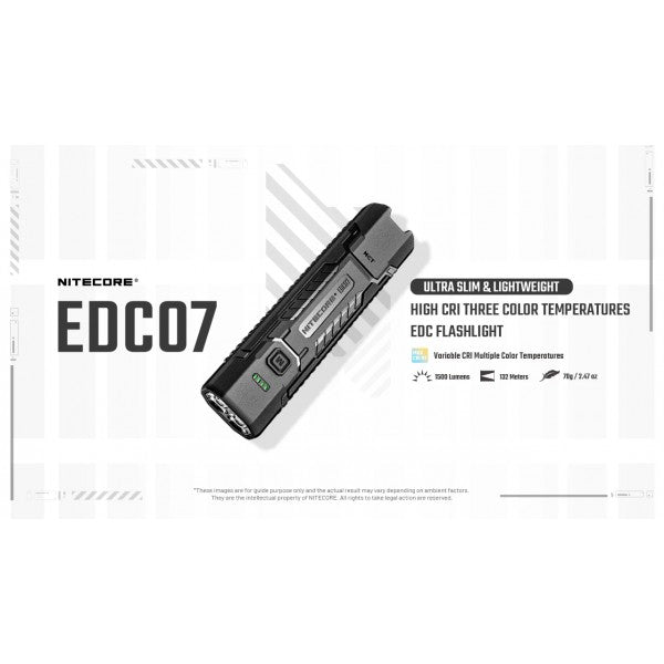 Încărcați imaginea în vizualizatorul Galerie, Lanterna Nitecore EDC07, Reîncărcabilă USB-C, 1500 Lumeni
