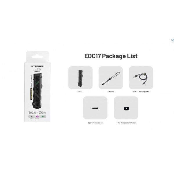 Încărcați imaginea în vizualizatorul Galerie, Lanterna Nitecore EDC17, Reîncărcabilă USB-C, 1500 Lumeni, 230 Metri, Lumina UV si Laser Secundara
