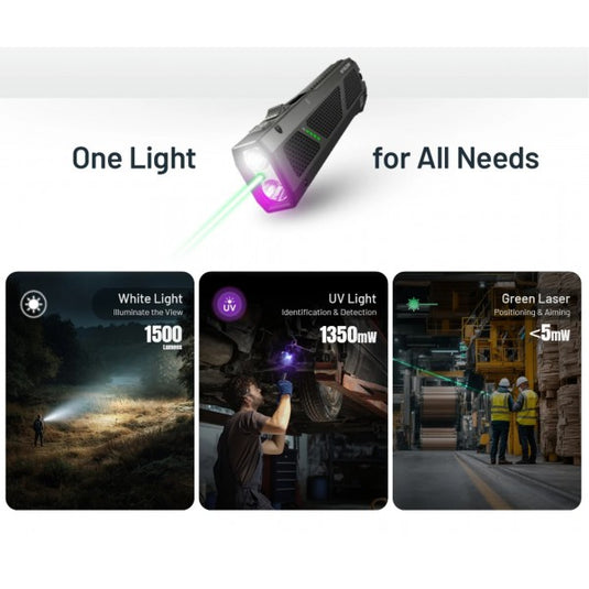 Lanterna Nitecore EDC17, Reîncărcabilă USB-C, 1500 Lumeni, 230 Metri, Lumina UV si Laser Secundara