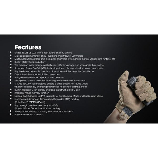 Încărcați imaginea în vizualizatorul Galerie, Lanterna Nitecore EDC23, 2500 Lumeni, 280 Metri
