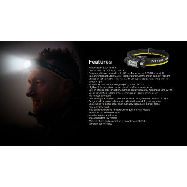 Încărcați imaginea în vizualizatorul Galerie, Nitecore HC65 UHE, Lanternă Frontală, Reîncărcabilă USB-C, 2000 Lumeni, Editie de Vanatoare
