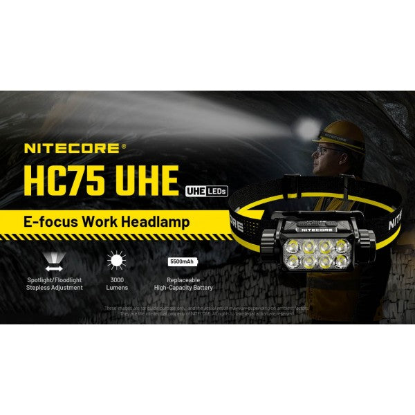 Încărcați imaginea în vizualizatorul Galerie, Lanterna frontala profesionala, 3000 Lumeni, NITECORE HC75 UHE
