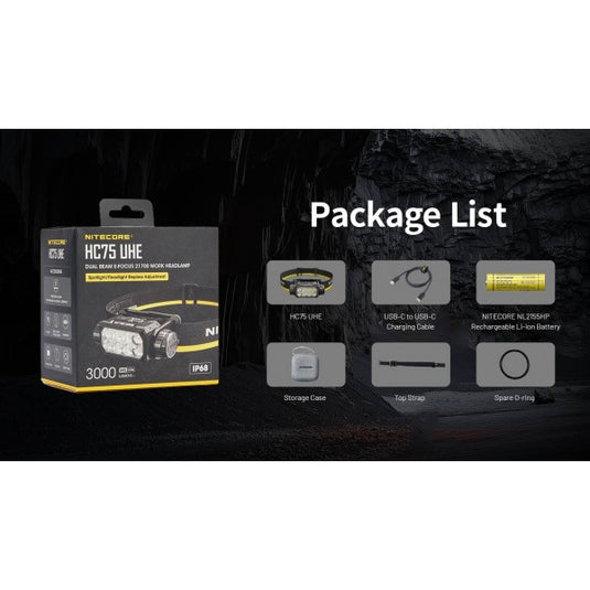 Lanterna frontala profesionala, 3000 Lumeni, NITECORE HC75 UHE