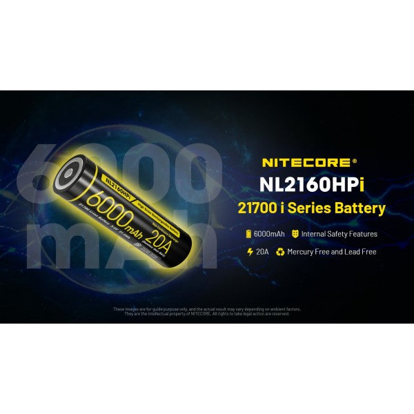 Încărcați imaginea în vizualizatorul Galerie, Nitecore NL2160HPi, High Drain, Acumulator 21700, Li-Ion, 6000 mAh, 20A
