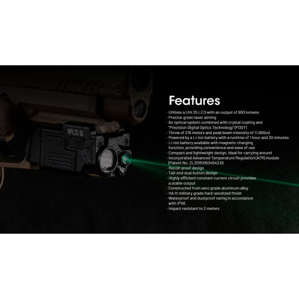 Load image into Gallery viewer, Lanterna profesionala Reincarcabila Magnetic, Laser verde, 900 Lumeni, NITECORE Nitecore NPL25 GL
