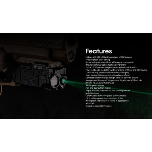 Lanterna profesionala Reincarcabila Magnetic, Laser verde, 900 Lumeni, NITECORE Nitecore NPL25 GL