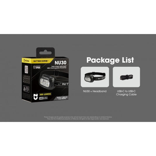 Lanterna frontala Nitecore NU30, 500 Lumeni, 130 Metri