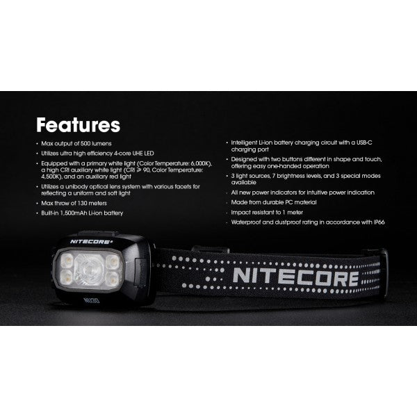 Încărcați imaginea în vizualizatorul Galerie, Lanterna frontala Nitecore NU30, 500 Lumeni, 130 Metri

