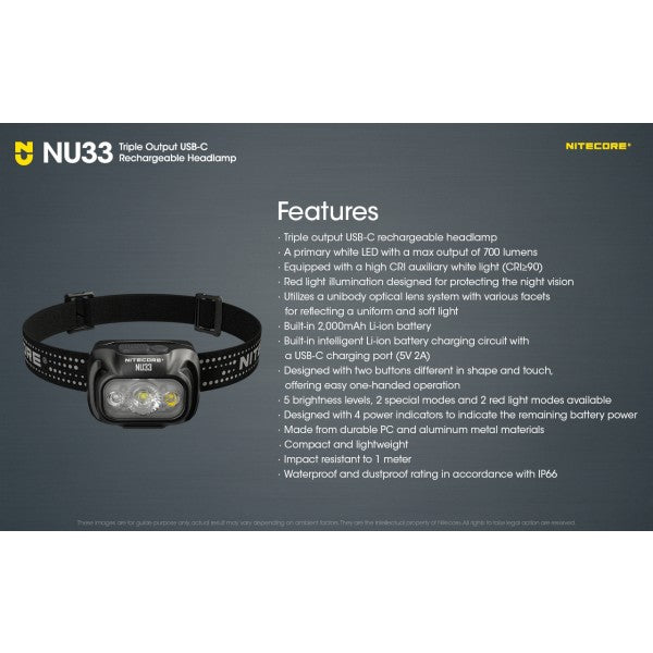 Încărcați imaginea în vizualizatorul Galerie, Lanterna frontala, 700 Lumeni, NITECORE NU33
