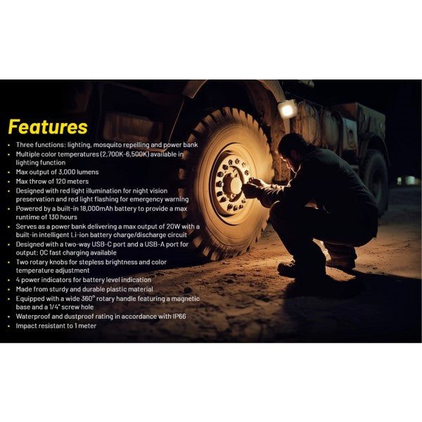 Încărcați imaginea în vizualizatorul Galerie, Lanterna utilitara reincarcabila USB-C, Nitecore NWL30, 3 in 1, Lanterna, Powerbank, Anti-Tantari, 3000 Lumeni, 120 Metri,
