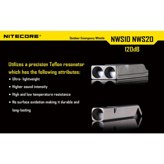 Fluier de supravietuire, fabricat din titan, NITECORE NWS10