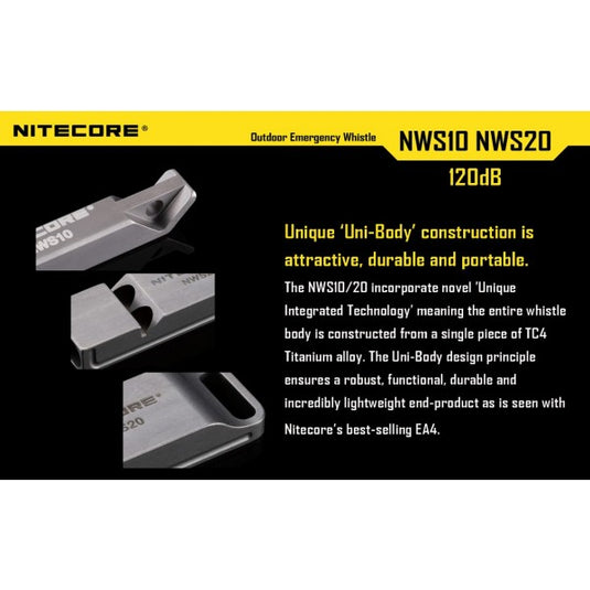 Fluier de supravietuire, fabricat din titan, NITECORE NWS10