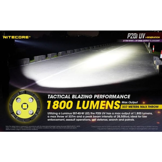 Lanterna tactica, 1300 Lumeni + 320 mW UV, NITECORE P20i