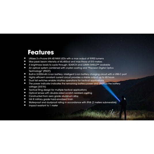Lanterna Nitecore TM9K PRO, Lanternă Profesională, Reîncărcabilă USB-C, 9900 Lumeni, 510 Metri