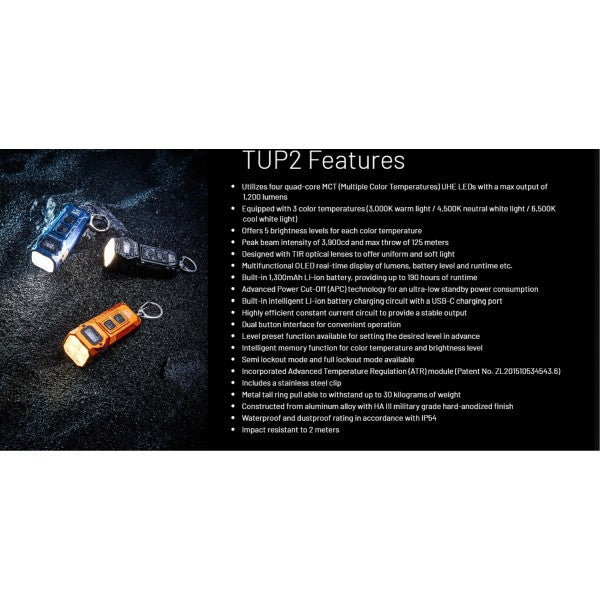 Încărcați imaginea în vizualizatorul Galerie, Lanterna Nitecore TUP2, Breloc, Reîncărcabilă USB-C, 1200 Lumeni, 125 Metri, Albastra
