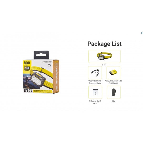 Încărcați imaginea în vizualizatorul Galerie, Lanterna frontala NITECORE UT27 MCT, Reîncărcabilă USB-C, 800 Lumeni, 168 Metri
