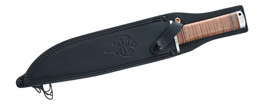 Cutit de supravietuire si bushcraft, otel lama LamVG7Wolf, maner piele, teaca piele, FALLKNIVEN NL1L THOR