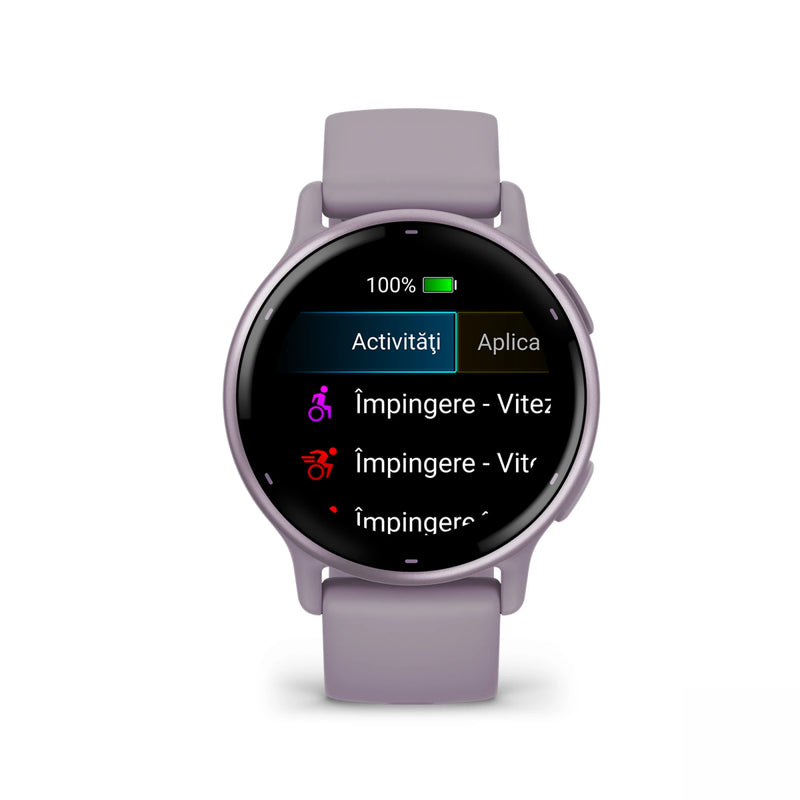 Load image into Gallery viewer, Ceas Garmin - Vivoactive 5 smartwatch cu GPS și AMOLED - ramă mov orchid din aluminiu, carcasă mov şi bratara din silicon
