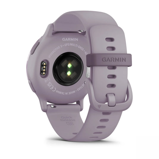 Ceas Garmin - Vivoactive 5 smartwatch cu GPS și AMOLED - ramă mov orchid din aluminiu, carcasă mov şi bratara din silicon