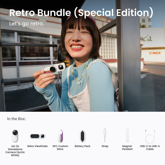 Insta360 - camera video mini - GO 3S - Retro Bundle Special Edition - Canvas White - 128GB